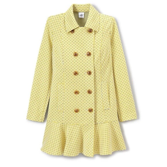 Cabi Hobnob Topper Coat Size S Yellow Black Daffodil Print Double Breasted #6249 - Picture 15 of 15